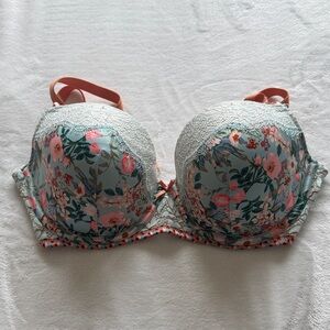 Victoria's Secret Floral Lace Bra - Pink and Green
